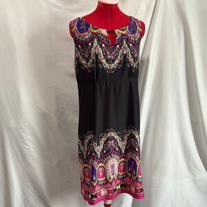 Jessica Black and Pink Paisley Midi Dress